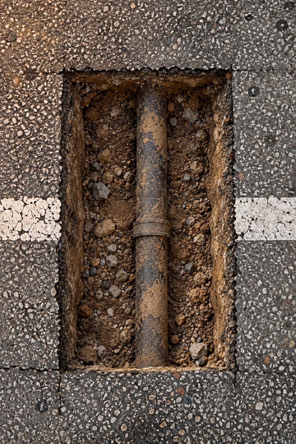 Open utility trench before reinstatement